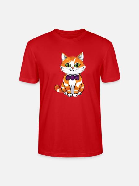 Orange Cat Bowtie Charm - Stanley/Stella Crafter Unisex Organic T-Shirt - red