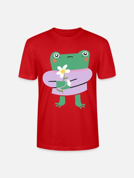 Shy Frog with Flower - Stanley/Stella Crafter Unisex Organic T-Shirt - red