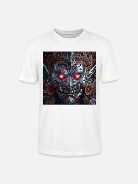 Cyberpunk Demon Mask – Chrome Tech Art - Stanley/Stella Crafter Unisex Organic T-Shirt - white