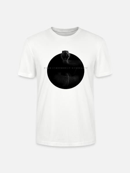Midnight Coiled Rattlesnake Warning - Stanley/Stella Crafter Unisex Organic T-Shirt - white