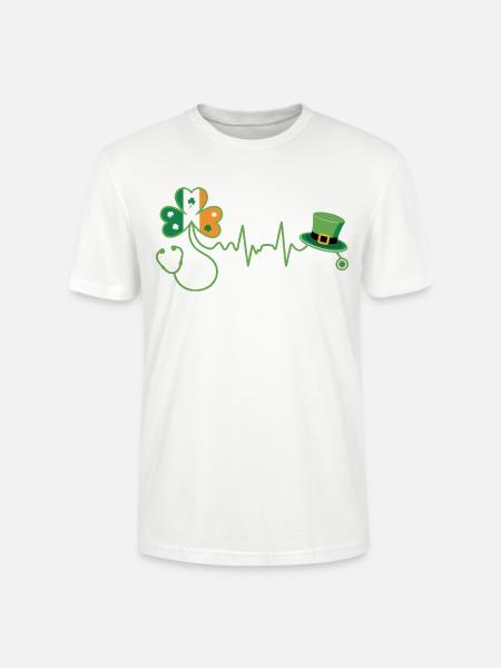 Stethoscope Shamrock Heartbeat - Stanley/Stella Crafter Unisex Organic T-Shirt - white