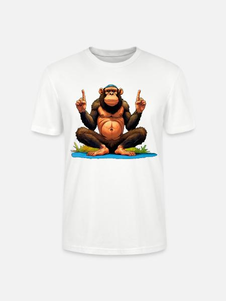 Monkey Yoga / Yogi Monkey - Stanley/Stella Crafter Unisex Organic T-Shirt - white