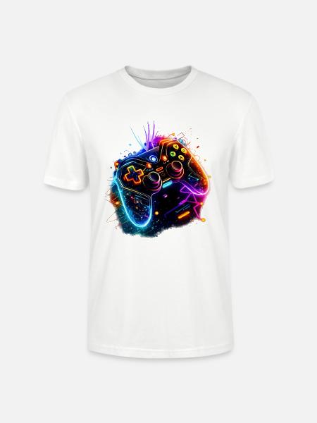 Neon Game Controller Splash - Stanley/Stella Crafter Unisex Organic T-Shirt - white