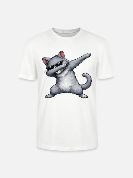 Dabbing Russian Blue Cat - Stanley/Stella Crafter Unisex Organic T-Shirt - white