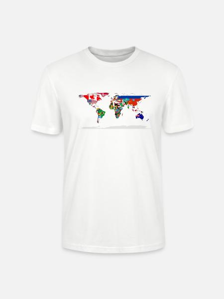Flag Map Of The World - Stanley/Stella Crafter Unisex Organic T-Shirt - white