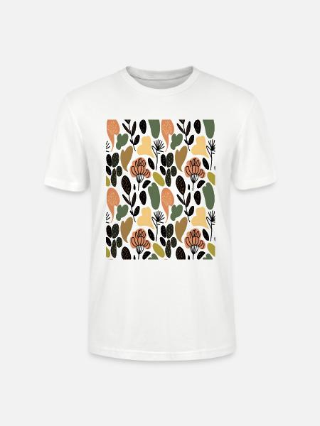 Rustic Botanical Floral Pattern - Stanley/Stella Crafter Unisex Organic T-Shirt - white