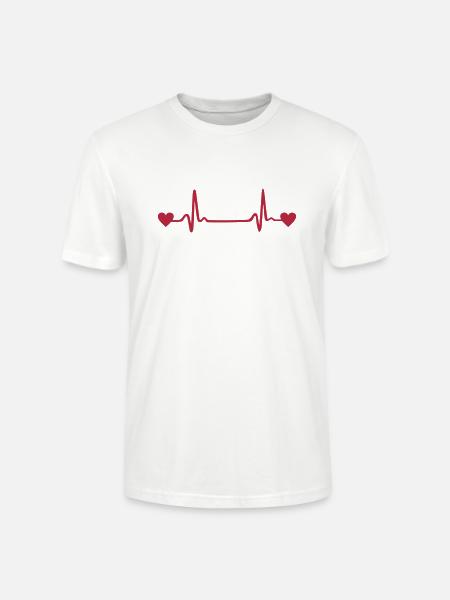Heartbeat, EKG, ECG, Heart - Stanley/Stella Crafter Unisex Organic T-Shirt - white