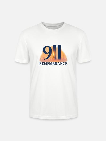 911 Remembrance Candle Skyline Design - Stanley/Stella Crafter Unisex Organic T-Shirt - white