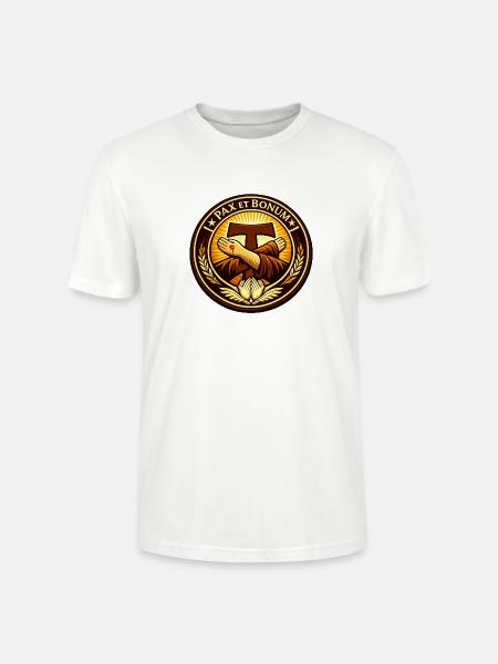 Franciscan Pax Et Bonum Emblem Tee - Stanley/Stella Crafter Unisex Organic T-Shirt - white