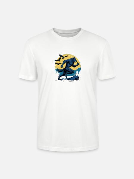 Running Werewolf with Crows - Stanley/Stella Crafter Unisex Organic T-Shirt - white