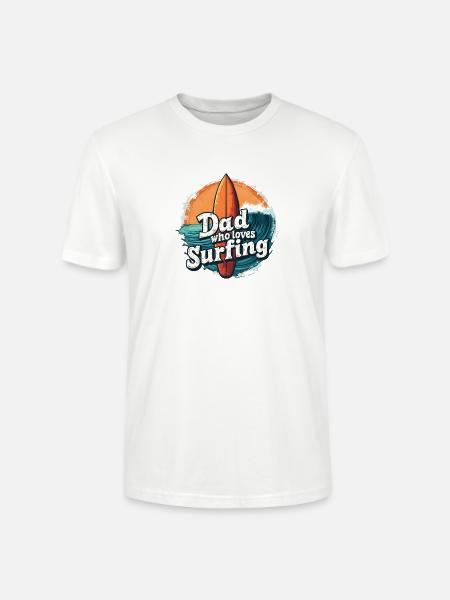 Dad Who Loves Surfing - Stanley/Stella Crafter Unisex Organic T-Shirt - white