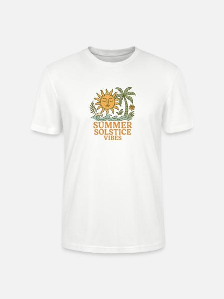 Summer Solstice Vibes Sun and Palm Design - Stanley/Stella Crafter Unisex Organic T-Shirt - white