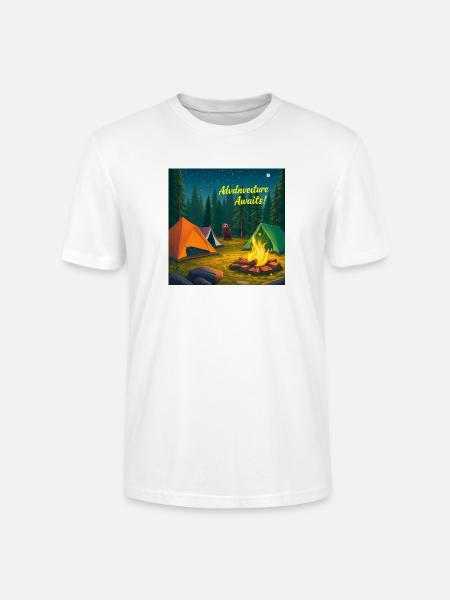Campfire Adventure Night Scene - Stanley/Stella Crafter Unisex Organic T-Shirt - white