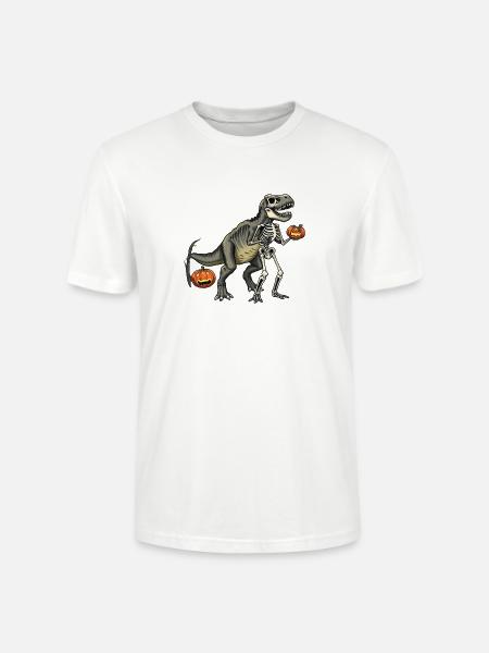 Dinosaur Skeleton Carving with Jack-o-Lantern - Stanley/Stella Crafter Unisex Organic T-Shirt - white