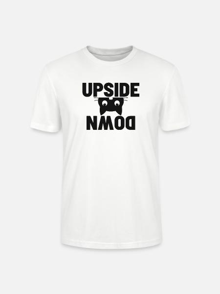 Upside Down cat Face Graphic - Stanley/Stella Crafter Unisex Organic T-Shirt - white