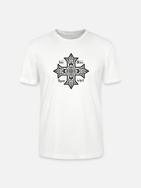 Coptic Cross Black Icon - Stanley/Stella Crafter Unisex Organic T-Shirt - white