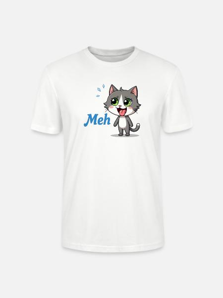 Meh – Funny Cat Meme - Stanley/Stella Crafter Unisex Organic T-Shirt - white