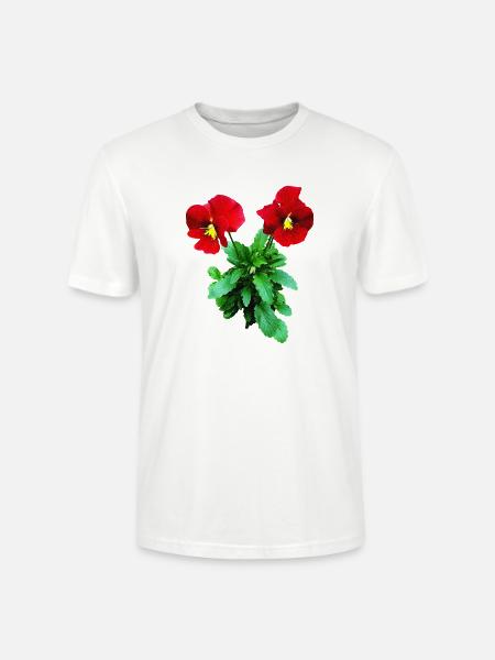 Red Pansy Duo - Stanley/Stella Crafter Unisex Organic T-Shirt - white