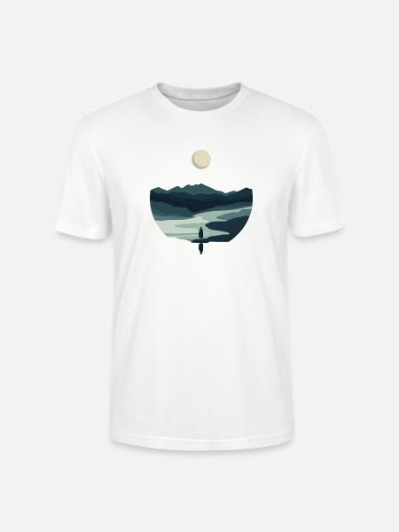 Moonlit Valley Silhouette - Stanley/Stella Crafter Unisex Organic T-Shirt - white