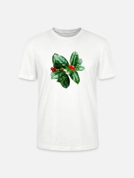 Holly With Berries - Stanley/Stella Crafter Unisex Organic T-Shirt - white