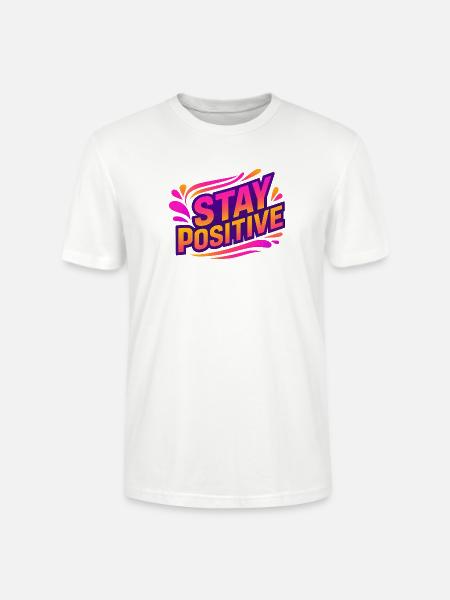 Stay Positive Neon Splash - Stanley/Stella Crafter Unisex Organic T-Shirt - white