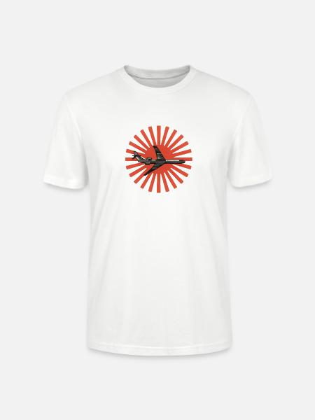 Red Sunburst plane Emblem - Stanley/Stella Crafter Unisex Organic T-Shirt - white