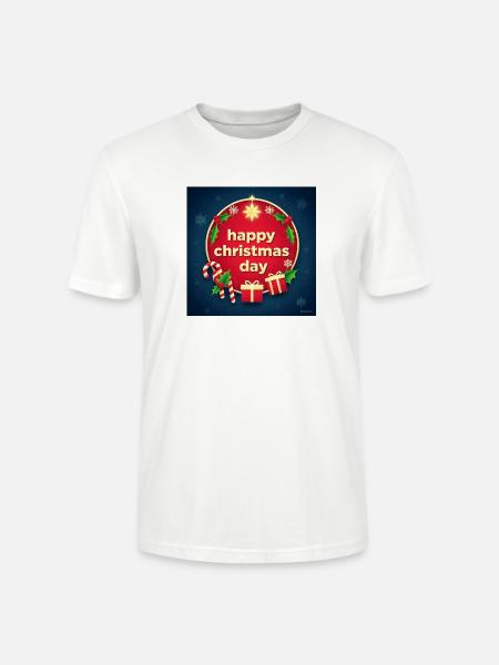 Happy Christmas Day Circle - Stanley/Stella Crafter Unisex Organic T-Shirt - white