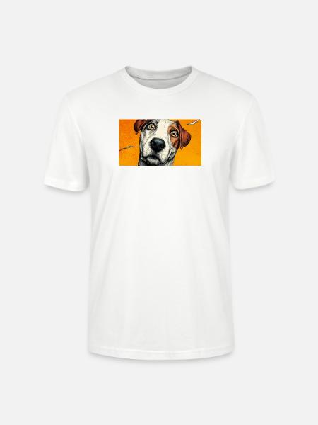 Surprised Pup Pop Portrait - Stanley/Stella Crafter Unisex Organic T-Shirt - white
