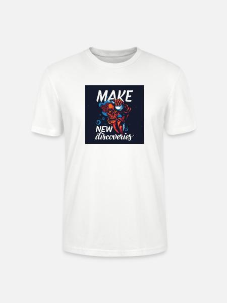 Make New Discoveries Skull Dive - Stanley/Stella Crafter Unisex Organic T-Shirt - white