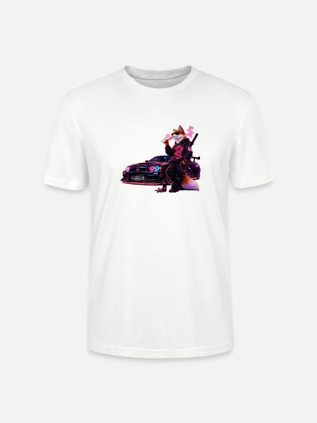 Neon Fox Racer - Stanley/Stella Crafter Unisex Organic T-Shirt - white