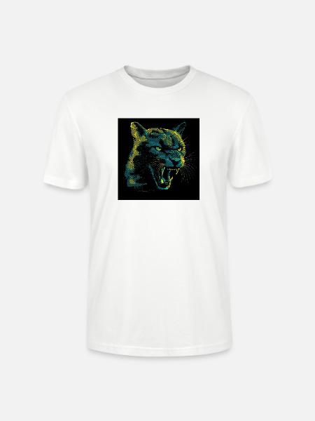 Neon Halftone Cat Roar - Stanley/Stella Crafter Unisex Organic T-Shirt - white