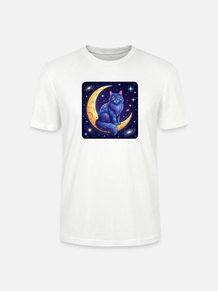 Blue Moon Cat in Space - Stanley/Stella Crafter Unisex Organic T-Shirt - white