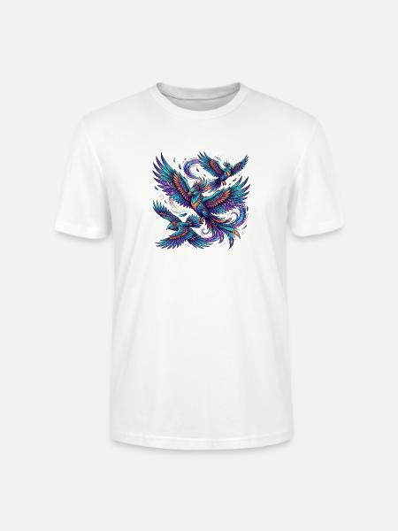 Fantastical birds in flight - Stanley/Stella Crafter Unisex Organic T-Shirt - white