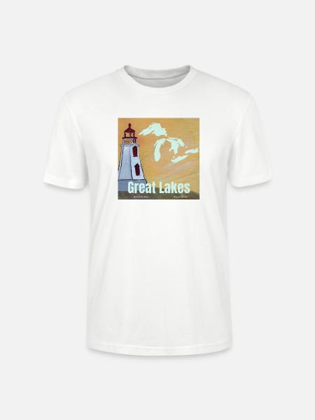 Great Lakes Lighthouse Glow - Stanley/Stella Crafter Unisex Organic T-Shirt - white