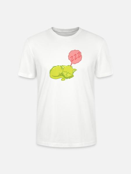 Lime Neon Sleepy Cat - Stanley/Stella Crafter Unisex Organic T-Shirt - white
