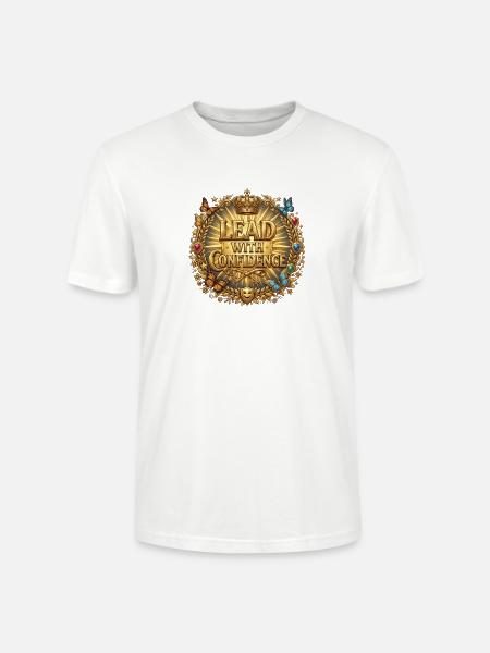 Lead with Confidence Golden Emblem - Stanley/Stella Crafter Unisex Organic T-Shirt - white