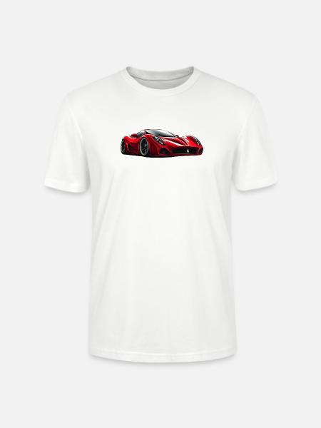 Crimson Velocity Sports Car - Stanley/Stella Crafter Unisex Organic T-Shirt - white