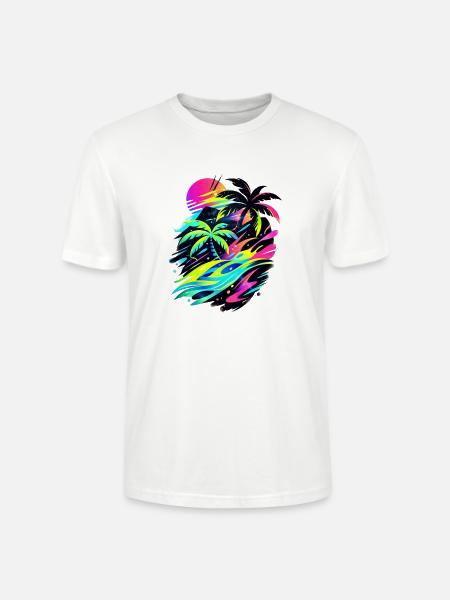Neon Tropic Sunset Splash - Stanley/Stella Crafter Unisex Organic T-Shirt - white