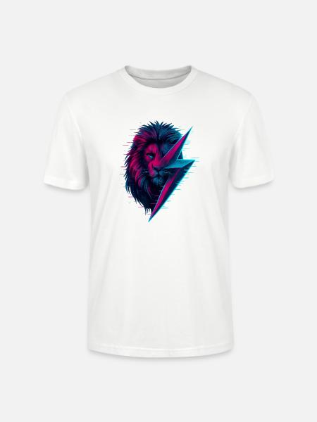 Glitched lion thunderbolt mix - Stanley/Stella Crafter Unisex Organic T-Shirt - white