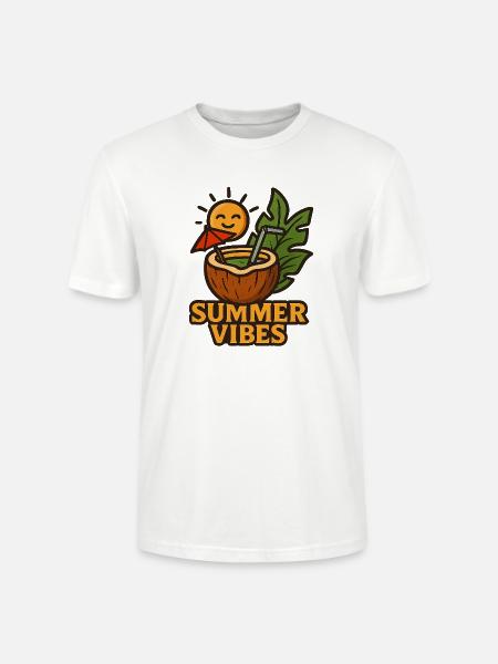 Sunlit Coconut Summer - Stanley/Stella Crafter Unisex Organic T-Shirt - white