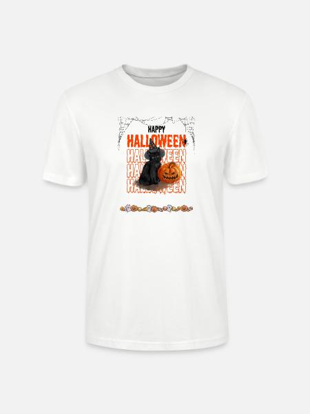 Black Cat and Pumpkin Halloween - Stanley/Stella Crafter Unisex Organic T-Shirt - white
