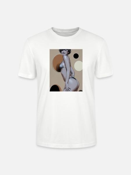 Retro Pinup Circle Print - Stanley/Stella Crafter Unisex Organic T-Shirt - white