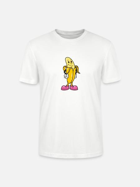 Banana Mascot in Pink Sneakers - Stanley/Stella Crafter Unisex Organic T-Shirt - white