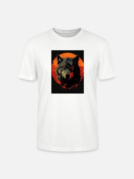 Crimson Moon Wolf - Stanley/Stella Crafter Unisex Organic T-Shirt - white
