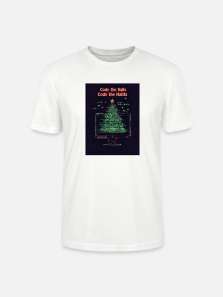 Code the Halls Pixel Christmas - Stanley/Stella Crafter Unisex Organic T-Shirt - white