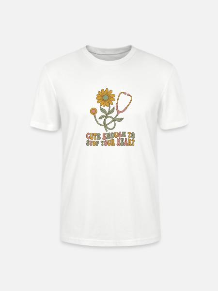 Blooming Heartbeat Stethoscope - Stanley/Stella Crafter Unisex Organic T-Shirt - white