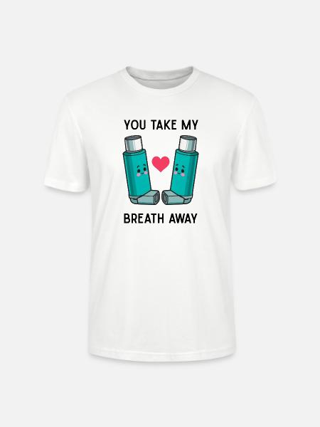 Funny Asthma Inhalers Love T-Shirt - Stanley/Stella Crafter Unisex Organic T-Shirt - white