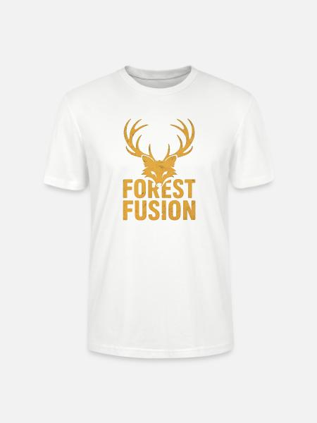 Forest Fusion Deer Embroidery Design - Stanley/Stella Crafter Unisex Organic T-Shirt - white