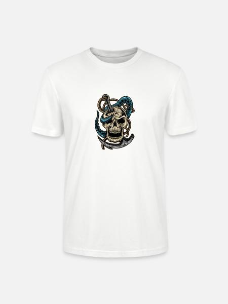 Skull and Dagger Kraken Tattoo - Stanley/Stella Crafter Unisex Organic T-Shirt - white