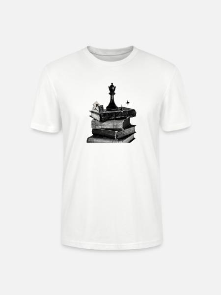 Noir Bookshelf Chess Crown - Stanley/Stella Crafter Unisex Organic T-Shirt - white